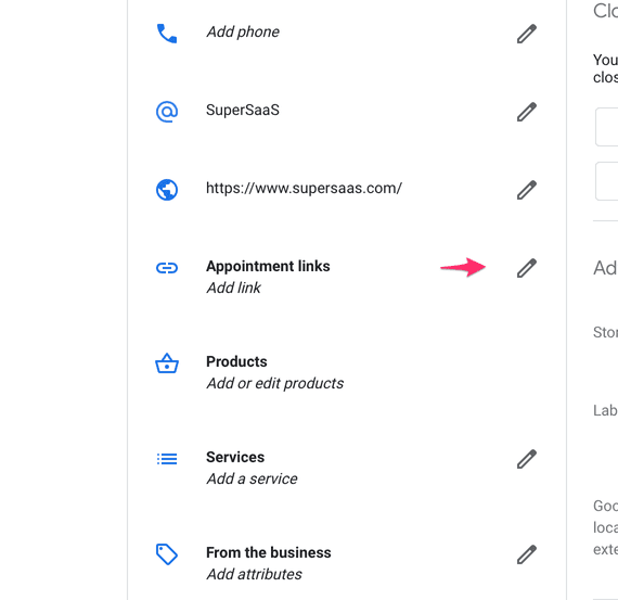 Select the Appointment Link Option